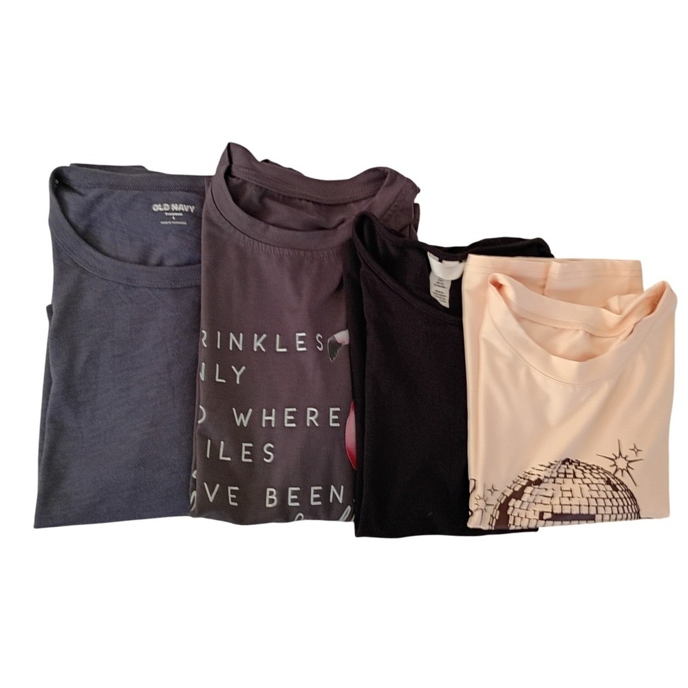 Mystery T Shirt Bundle 4 Pack Size S Gray Black Peach Disco Flamingo Graphic - Picture 2 of 16
